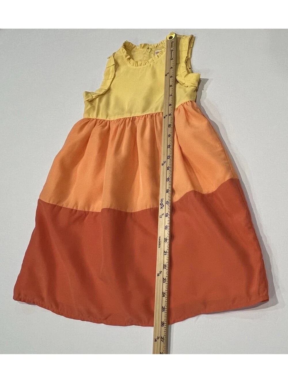 Gymboree Sunny Citrus Orange Yellow Color Block Tiered Lined Dress Size 7